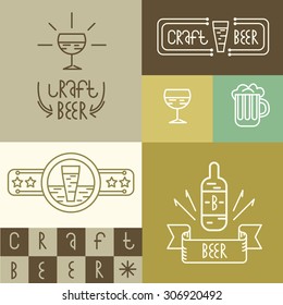 linear craft beer and brewery style design elements for brewing business