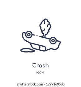 Linear crash icon from Insurance outline collection. Thin line crash icon isolated on white background. crash trendy illustration