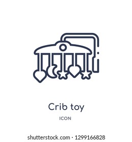 Linear crib toy icon from Kid and baby outline collection. Thin line crib toy icon isolated on white background. crib toy trendy illustration