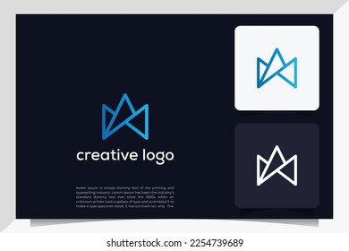 Linear Crown abstract Logo design vector template. Creative Business Logotype concept icon.