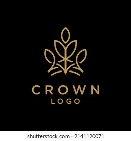 icono de la corona lineal. Royal, símbolo de lujo. King, logo geométrico abstracto de la reina.