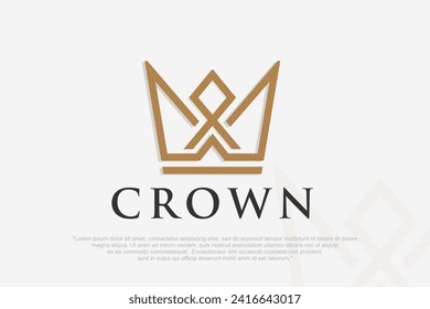 linear crown icons. Royal, luxury symbol. King, queen abstract geometric logo design . vector illustration