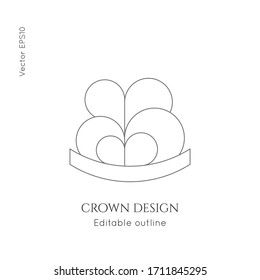 Linear crown vector icon. Royal, luxury symbol. Editable line royalty symbol isolated element. King, queen Template for logo or branding.