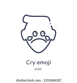 Linear cry emoji icon from Emoji outline collection. Thin line cry emoji icon vector isolated on white background. cry emoji trendy illustration