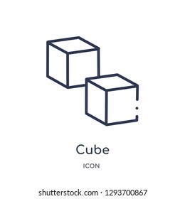 Linear cube icon from Education outline collection. Thin line cube icon vector isolated on white background. cube trendy illustration