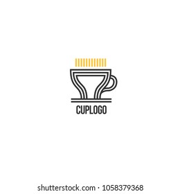 Linear cup of hot coffee.