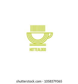 Linear cup logo of hot tea.