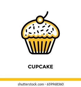 Linear CUPCAKE Icon. Vector Elements Suitable For Website And Presentation 