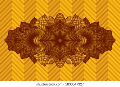 Moneda lineal abstracta emblema naranja realista. Fondo geométrico elegante. Ilustración vectorial. 
