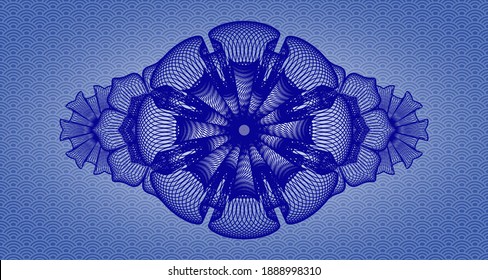 Linear currency blue japan pattern realistic emblem. Geometric fashionable background. Vector illustration. 