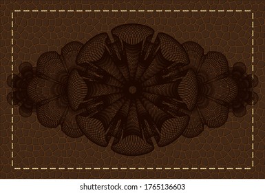 Moneda lineal emblema realista de cuero marrón. Cartera delicada de fondo. Ilustración artística. 