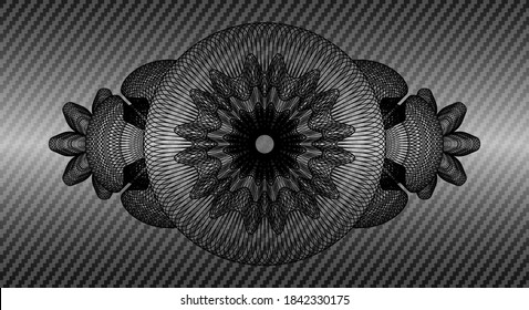 Linear currency carbon fiber dark emblem. Polymer texture graceful background. Intense illustration. 