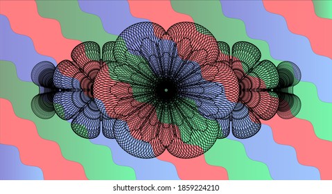 Linear currency Colorful candy multicolored realistic emblem. Curvy exquisite background. Vector illustration. 