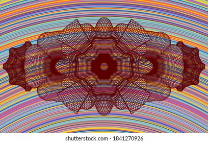 Linear currency colorful realistic emblem. Showy luxurious background. Intense illustration. 