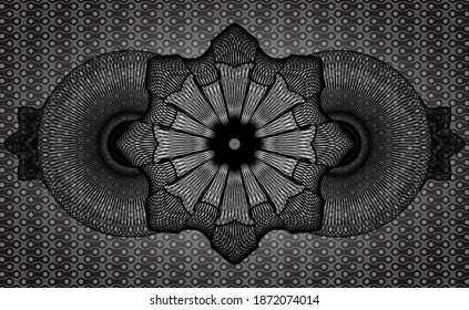 Linear currency dark abstract badge. Pattern handsome background. Vector illustration. 