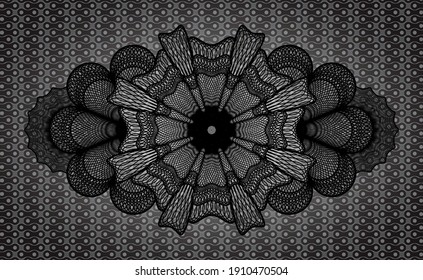 Linear currency dark abstract badge. Pattern fancy background. Artistic illustration. 