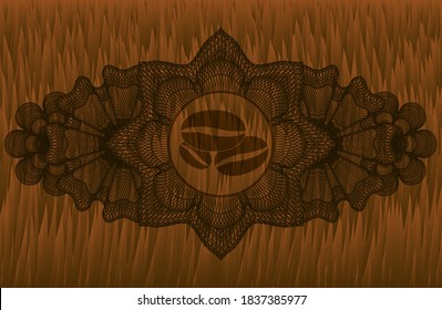 Linear currency decoration coffee beans icon inside Fur badge. Pet exquisite background. Intense illustration. 