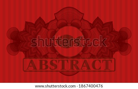 Linear currency decoration fish icon and Abstract text red color badge. Bars handsome background. Artistic illustration. 