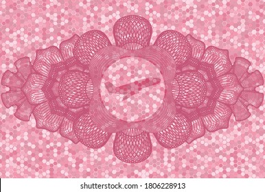 Decoración de moneda lineal Icono de despegar en mosaico de mosaico color rosa icono realista. Fondo geométrico hexágono elegante. Ilustración. 