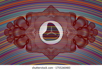 Linear currency decoration Steak icon inside colorful realistic emblem. Showy chic background. Illustration. 