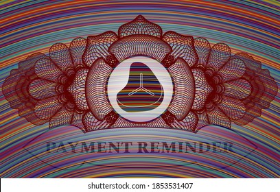 Linear currency decoration Steak icon and Payment reminder text colorful emblem. Showy delicate background. Illustration. 