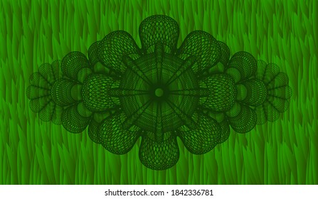 Linear currency grass turf emblem. Eco exquisite background. Vector illustration. 