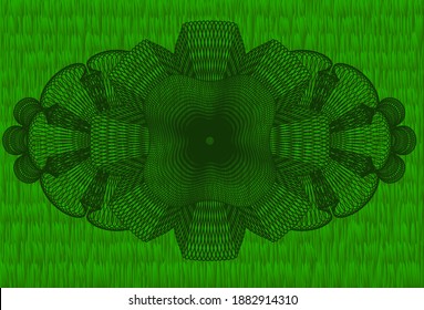 Linear currency green grama grass realistic emblem. Eco luxurious background. Illustration. 