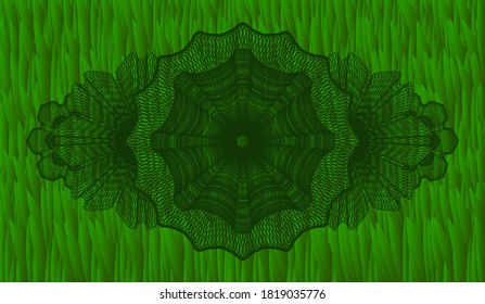 emblema de hierba verde de la moneda lineal. Eco elegante fondo. Ilustración artística. 