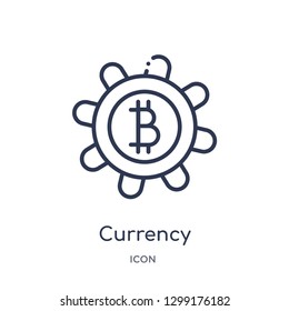Linear currency icon from Industry outline collection. Thin line currency icon isolated on white background. currency trendy illustration