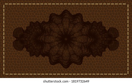 Linear currency leather badge. Wallet fashionable background. Intense illustration. 