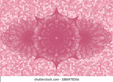 Moneda lineal estilo mosaico de mosaico rosa patrón realista. Fondo delicado de hexágono geométrico. Ilustración. 