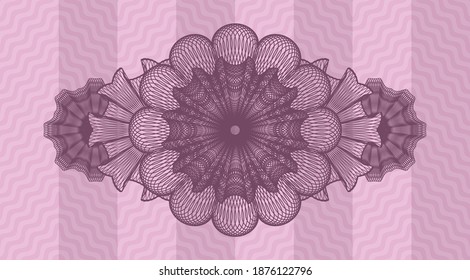 Linear currency pink wavy badge. Curve handsome background. Illustration. 