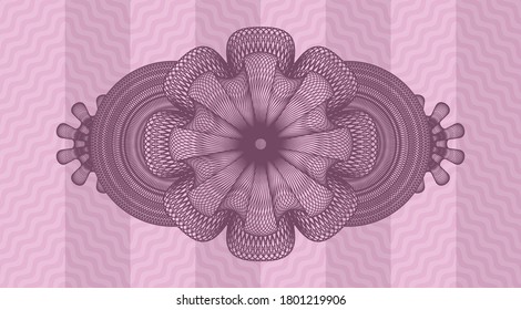Linear currency pink wavy realistic badge. Curve fashionable background. Illustration. 