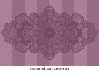 Moneda lineal con emblema ondulado rosa realista. Curva el elegante fondo. Ilustración artística. 