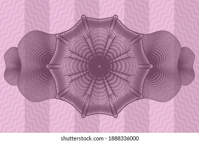Linear currency pink wavy realistic badge. Curve delicate background. Vector illustration. 
