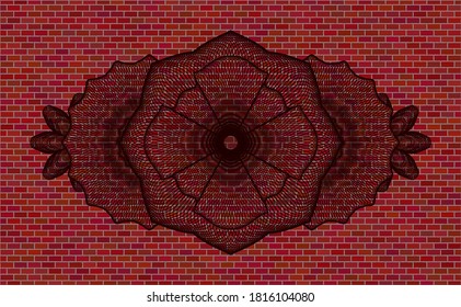 Bandera de pared de ladrillo rojo de moneda lineal. Fondo clásico de azulejos. Ilustración artística. 