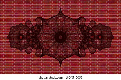 Banda realista de la pared de ladrillo rojo de la moneda lineal. Los azulejos son un bonito fondo. Ilustración. 