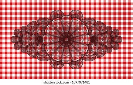 Bandera de manteles de cuadros de moneda lineal. Restaurante de lujo. Ilustración intensa. 