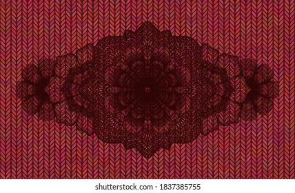 Linear currency Red wool emblem. Cloth fashionable background. Artistic illustration. 