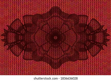 Moneda lineal Banda realista de tela roja de lana. El colmo es un exquisito fondo. Ilustración. 