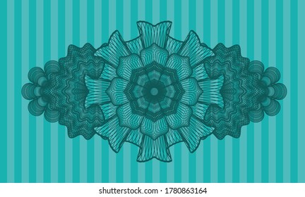 Linear currency Turquoise emblem. Bars exquisite background. Intense illustration. 