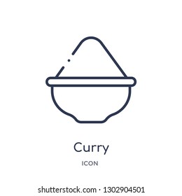 Linear curry icon from India outline collection. Thin line curry icon isolated on white background. curry trendy illustration