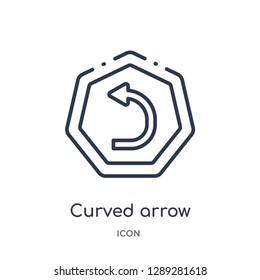 Linear curved arrow icon from Arrows outline collection. Thin line curved arrow vector isolated on white background. curved arrow trendy illustration