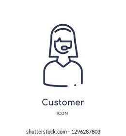 Linear customer icon from Customer service outline collection. Thin line customer icon vector isolated on white background. customer trendy illustration