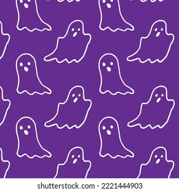 Linear cute ghosts pattern on purple