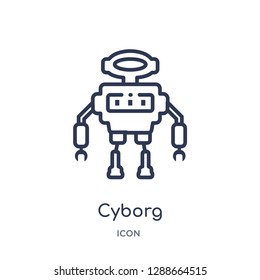 Linear cyborg icon from Artificial intellegence and future technology outline collection. Thin line cyborg vector isolated on white background. cyborg trendy illustration