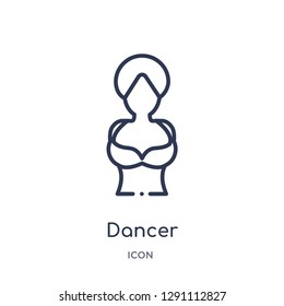 Linear dancer icon from Brazilia outline collection. Thin line dancer vector isolated on white background. dancer trendy illustration