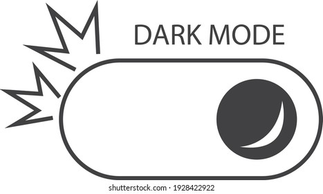 linear darksome black switch icon. gadget interface dark or night mode icon.