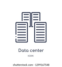 Linear data center icon from Internet security and networking outline collection. Thin line data center icon isolated on white background. data center trendy illustration