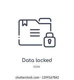 Linear data locked icon from Internet security and networking outline collection. Thin line data locked icon isolated on white background. data locked trendy illustration